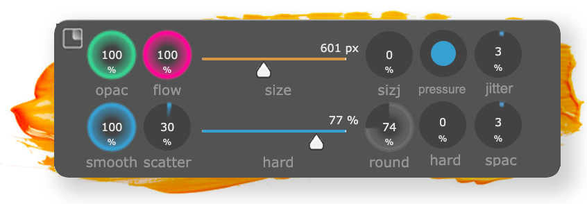 MagicSquire for Photoshop: Popup with controls of all Brush parameters MagicSquire for Photoshop: Popup with controls of all Brush parameters