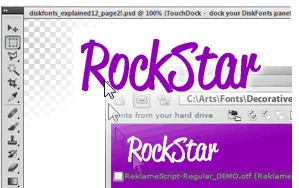 DiskFonts - drag and drop fonts into document