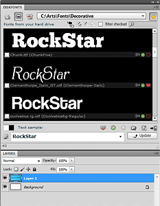 DiskFonts screenshot with Layers palette